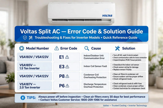 Voltas AC Error Code and Solution with Model Number