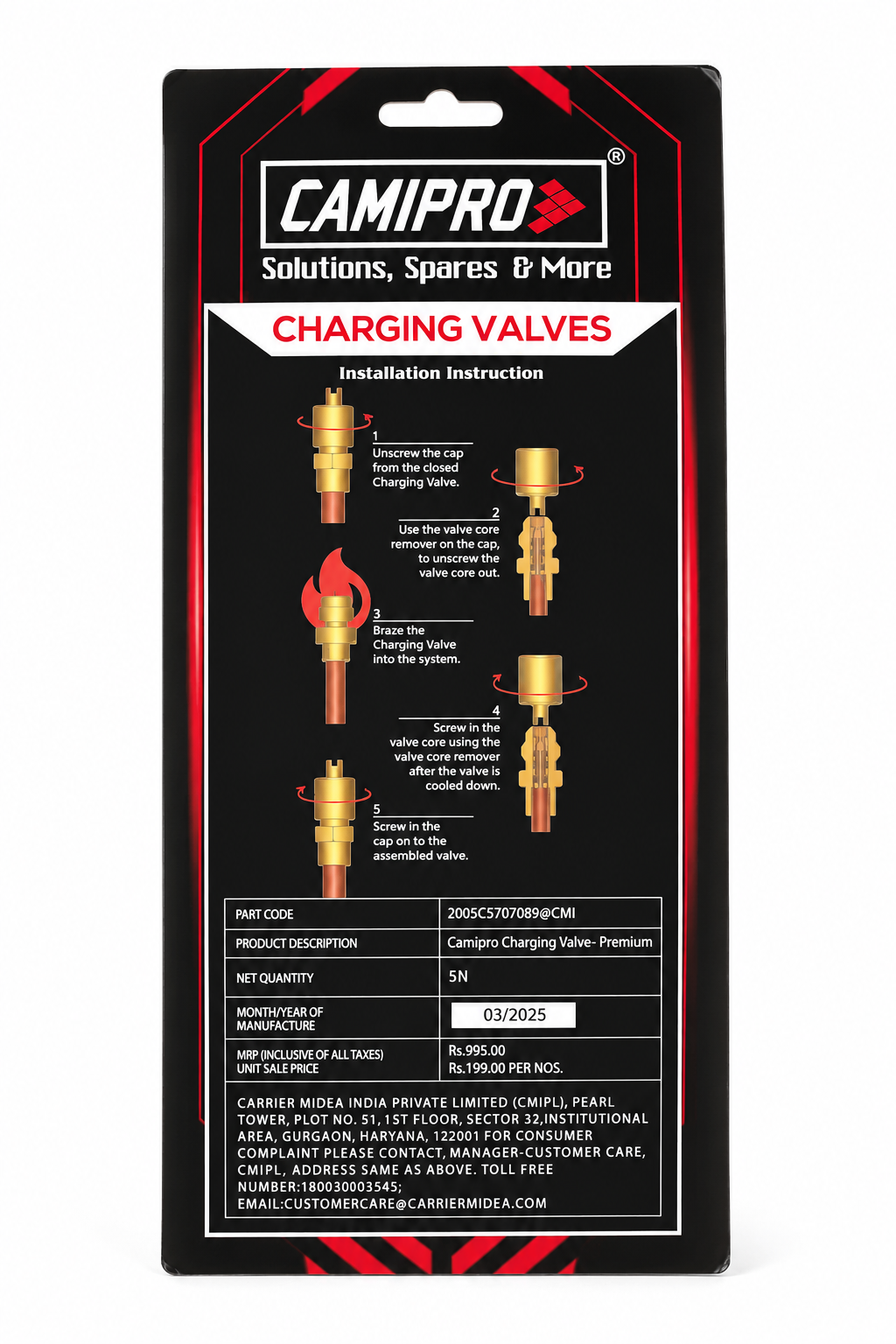 CAMIPRO Premium Charging Valve with Copper Tube – Pack of 5