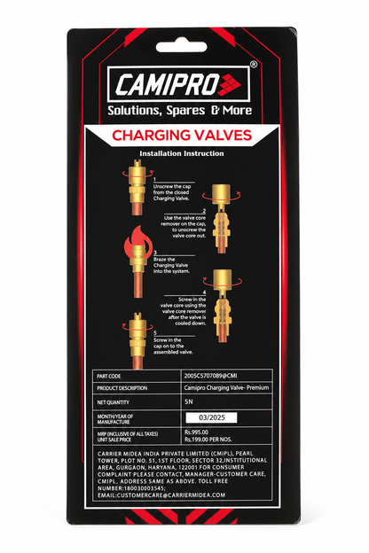 CAMIPRO Premium Charging Valve with Copper Tube – Pack of 5