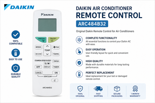 Daikin ARC484B32 air conditioner remote control.
